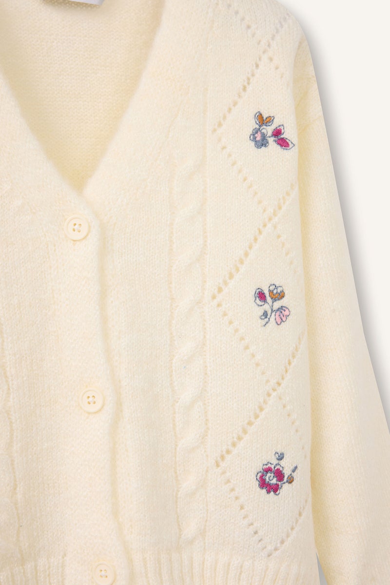 DeFacto Beige BabyGirl Baby Girl Embroidered Cardigan Casual - Image 2